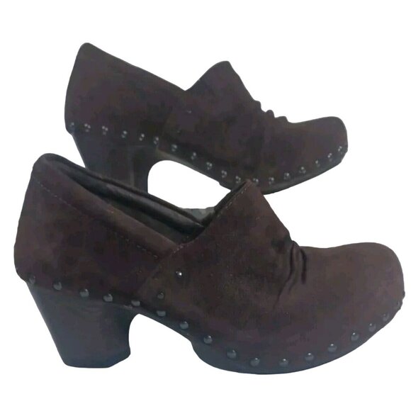 Dansko Shoes - Dansko Suede Studded Brown Nori Clog Heels Block Heel Sz Eu 36 US 6